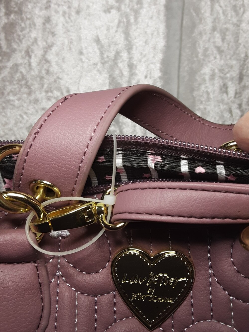 Luv Betsey Mauve Pink Heart-Accent Tote Bag - Picture 5 of 12